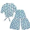 Elephants Cotton Short Top with Gharrara - White