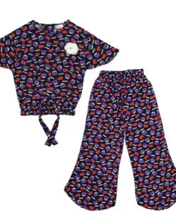 Ganger Monster Cotton Short Top with Bell Bottom Trouser - Black
