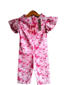 Pink Butterflies Gethar Sleeves Jumpsuit - White