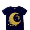 Mettalic Golden Moon Tee Shirt - Navy Blue