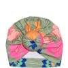 Multi Colours Flowers Cotton Turban Cap - Pista Green