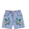 Orange Plants DEnim Shorts - Sky Blue