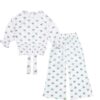 Pink Perrots Cotton Short Top with Bell Bottom Trouser - White