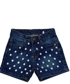 Polka Dot Denim Shorts – Dark Blue