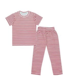 Red & White Stripes Tee & Trouser - Red & White