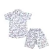 Summer Leaf Cotton Casual Shirt & Short - White