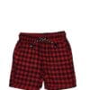 Trendy Check Cotton Shorts - Red & Black