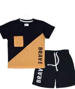 Cross Penal with Pocket T Shirts & Shorts - Black