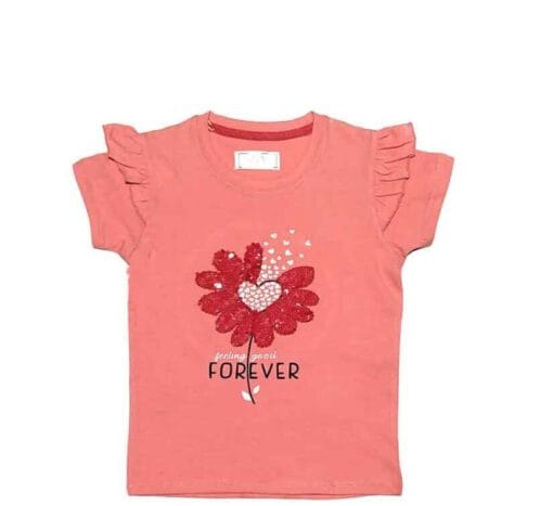 Feeling Good Forever Sequence Tee Shirt - Peach