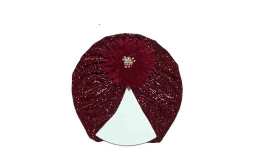 Flower Moon Light Turban Cap For Babies - Maroon