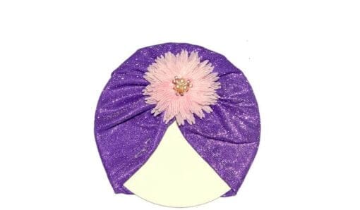 Flower Moon Light Turban Cap For Babies - Purple