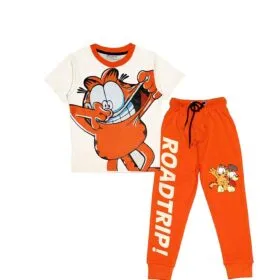 Garfield Roadtrip Tee & Trouser - Off White & Orange