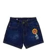 Golden Sunflower Denim Shorts – Dark Blue