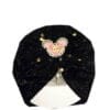 Minnie Net Flowers Moon Light Turban Cap For Babies - Black