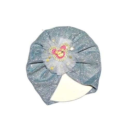 Minnie Net Flowers Moon Light Turban Cap For Babies - Silver 1