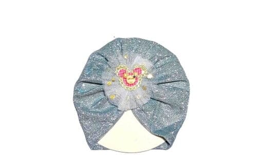 Minnie Net Flowers Moon Light Turban Cap For Babies - Silver