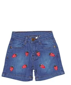 Strawberries Baby Girls Summer Denim Shorts – Light Blue