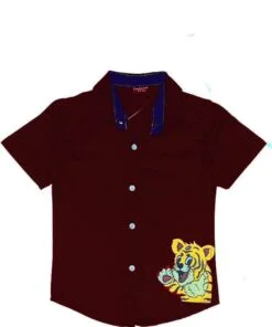 Happy Lion Baby Cotton Casual Shirt - Maroon