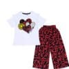 Love Hearts & Sunflower Cotton T Shirt with Arabic Lawn Plazzo - White & Black