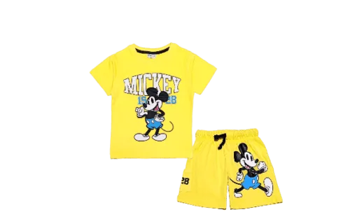 MIckey 1928 Tee & Side Pocket Shorts - Yellow