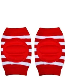 Stripped White & Red Baby Knee Protection Pads