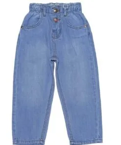 Trendy Beggy Elastic Waist Denim Pent - Sky Blue