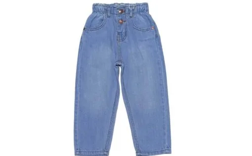 Trendy Beggy Elastic Waist Denim Pent - Sky Blue
