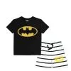 Night Bat Tee & Striper Shorts - Black & White