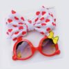 Butterfly Sunglasses With Knot Bow Headband - Red