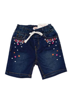 Summer Flowers Denim Shorts - Dark Blue