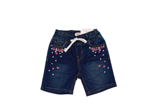 Summer Flowers Denim Shorts - Dark Blue