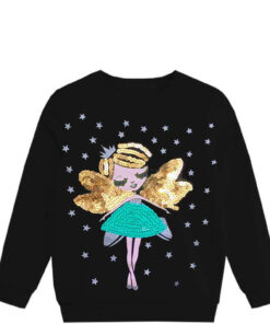 Fairy Doll Fleece Sequin Sweatshirt - Black