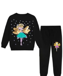 Fairy Doll Fleece Sequin Tracksuit - Black