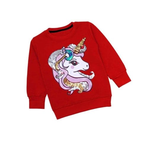 Model Sequin Unicorn Fleece Sweatshirt - Red 1