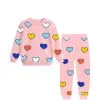 Multi Colorful Hearts Fleece Tracksuits - Peach