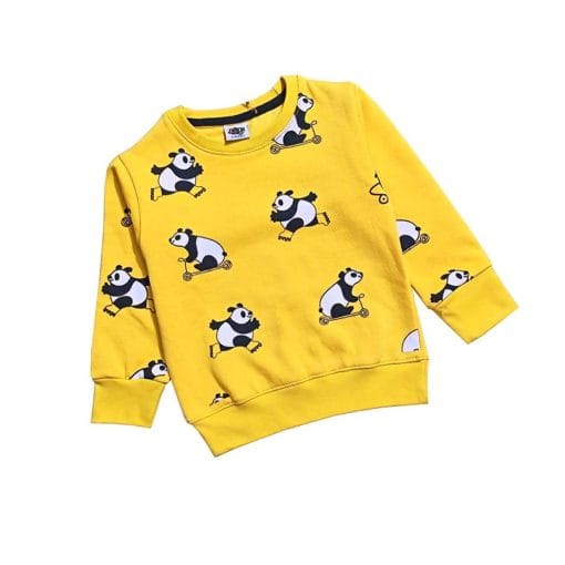 Playing Panda Fleece Sweatshirt - Yellow 1