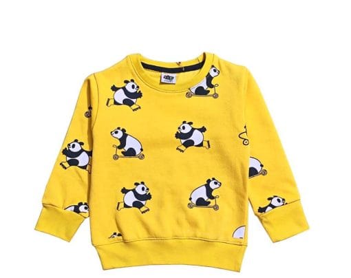 Playing Panda Fleece Sweatshirt - Yellow