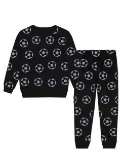 Football print fleece tracksuit - Black
