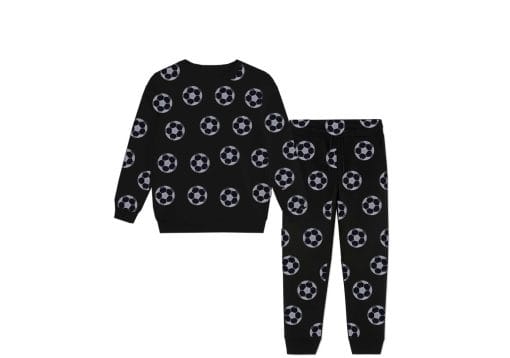 Football print fleece tracksuit - Black