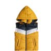 Stylish Penal Sleeveless Mustard Hooded Puffer Jacket - Mustard White & Black