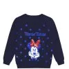 Blue Polka Dot Sequin Bow minnie Fleece Sweatshirt - Navy Blue
