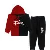 Future Trendy Penal Fleece Hoodie Tracksuits - Red & Black