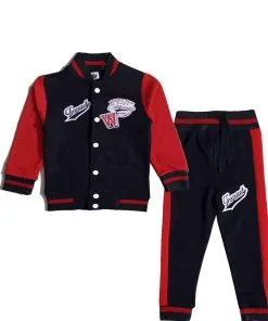 Impact Classic Style Baseball Fleece Jacket With Trouser - Red & Black