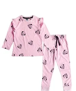 Minnie Faces Full Sleeves Tee Shirt & Trouser - Baby Pink