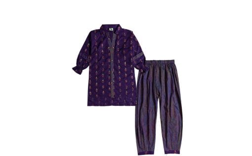 Multi Color Emb Stylised Cotton Kurti & Platted Trouser - Purple