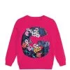 Sequin Alphabat G Floral Fleece Sweatshirts - Shocking Pink