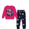 Sequin Alphabat G Floral Fleece Tracksuits - Shocking Pink & Navy Blue