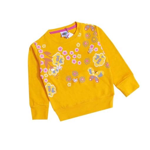 Spring Flowers Fleece Sweatshirt - Mustard 1