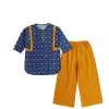 Classic Motifs Khaddar Baggy Kurti & Plazzo - Sapphire Blue & Mustard