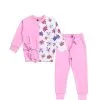 Double Penal Stylish Fleece Tracksuit - Baby Pink & White